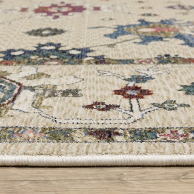 Ivory and Multi Traditional Rectangular Synthetic Area Rug 3'10" x 5'5"