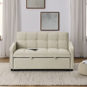 NicBex 47 Inch Loveseat,Modern Comfy Velvet Loveseat Sofa with Adjustable Back & Pull-Out Bed,Small 2-Seater Couch for Living Room - 1 of 4