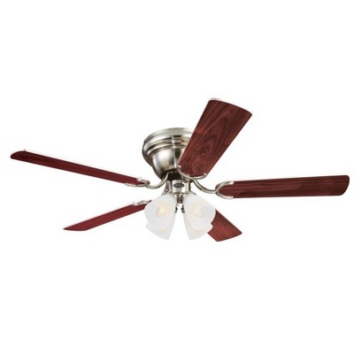 Westinghouse Contempra IV 52 Inch Indoor Ceiling Fan with LED Light, Reversible Rosewood/Bird's Eye Maple Blades, Frosted Ribbed Glass, Brushed Nickel