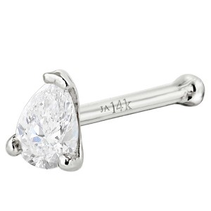 Jewelry Avalanche 22G 14K Gold Pear-shape Moissanite Nose Bone Stud - 1 of 3