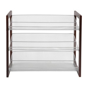 Organize It All 3 Tier Mesh Shelf Stackable Shoe Rack: Freestanding Black Shoe Organizer for Closet, Holds 9 Pairs - 1 of 4