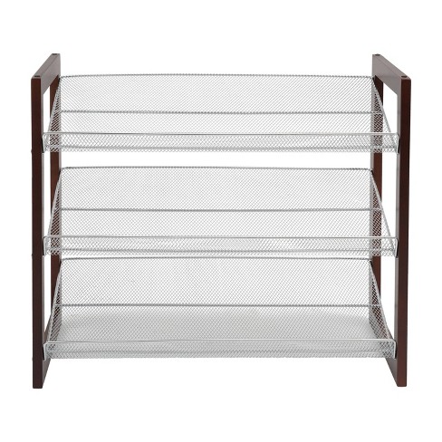 Organize It All 3 Tier Mesh Shelf Stackable Shoe Rack : Target