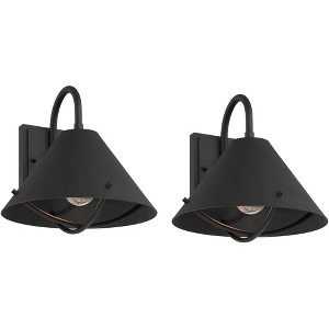360 Lighting Cartwright 11" High Farmhouse Rustic Outdoor Wall Barn Light Fixture Mount Porch House Exterior Outside Set of 2 Weatherproof Black - 1 of 4