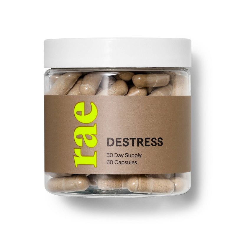 Rae Destress Dietary Supplement Vegan Capsules for Stress Relief - 60ct, 4 of 11