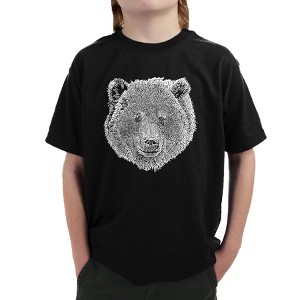 LA Pop Art Boy's Word Art T-shirt - Bear Face Black X Small - 1 of 4