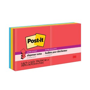 Post-it Dispenser Notes Super Sticky Pop-up 3 x 3 Note Refill, 3" x 3", Playful Primaries Collection Colors, 90 Sheets/Pad, 6 Pads/Pack - 1 of 4