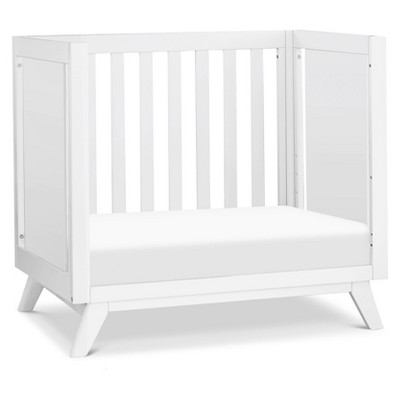 White Wooden 3-in-1 Convertible Mini Crib with Mattress