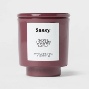 7oz Plum Exterior Painted Glass with Glass Lid Sassy Candle Purple - Room Essentials™ - 1 of 3