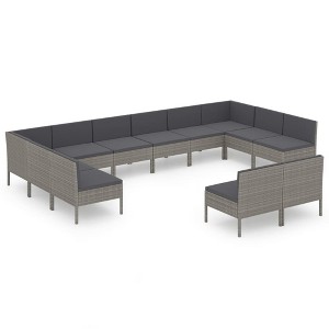 vidaXL Patio Lounge Set Outdoor Sectional Sofa Set Table Poly Rattan Gray - 1 of 4