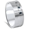 Pompeii3 1/10ct Mens Blue Diamond Comfort Fit Brushed Wedding Band 10K White Gold - 2 of 4