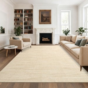 Modern Solid Color Rug Washable Rug with Non Slip TPR Backing, Minimalist Plain Carpet - 1 of 4