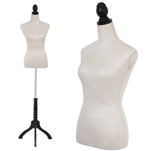 FDW Female Mannequin 53-67 Inch Adjustable Mannequin Torso Dress Form with Realistic Female Body Shape & Stand Wood Base - 1 of 4