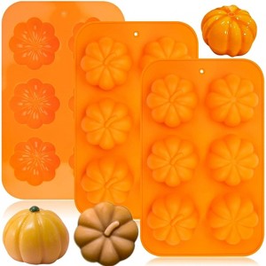 JDICTION 3 Pack Halloween Pumpkin Silicone Mold 3D Autumn Harvest Thanksgiving Cake Candy Jelly Soap Moulds - 1 of 4