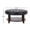 Sapphtopaz Modern Ottoman with Open Storage Shelf PU Upholstered Foot Stool with Button Tufted Wood Shoe Storage Bench for Living Room,Bedroom - 4 of 4