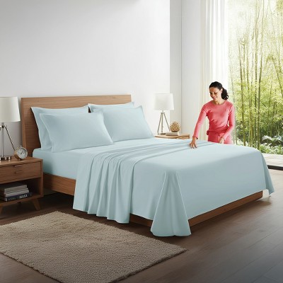 Kickoff Home Viscose from Bamboo Sheets Set 300 Thread Count 100% Organic Bamboo Viscose Cooling Bedding Sheets Hot Sleepers, Flat, Fitted, Pillowcase