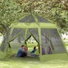 Outsunny 6-8 Person Screen House Room, Instant Outdoor Camping Tent, Hexagon Canopy Screen Shelter Gazebo w/ Screened Mesh Net, Carry Bag, Green - image 3 of 4