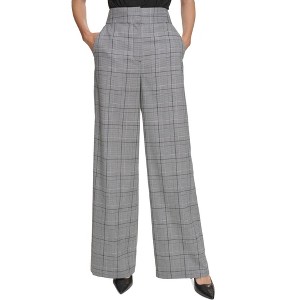 Calvin Klein Womens Glen Plaid Wide Dress Pants, Grey, 8 - 1 of 1
