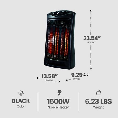 Geneva Black Quartz Infrared Electric Tower Heater with Thermostat