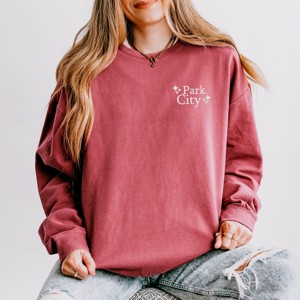 Simply Sage Market Embroidered Park City Stars Lightweight Garment Dyed Sweatshirt - 1 of 4