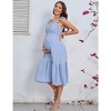 Maternity Dress Summer Ruffle Sleeve Sweetheart Neckline Sleeveless Maxi Dress Baby Shower Photoshoot - 3 of 4