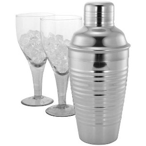 Sol Living Stainless Steel Deluxe Cocktail Shaker Bottle for Bartenders with Strainer - 1 of 4