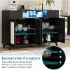 coucheta 2 Drawers Rattan Cabinet with Power Outlet and LED Lights, Boho Sideboard Buffet with Large Storage Space, for Living Room, Dining, Hallway - 4 of 4