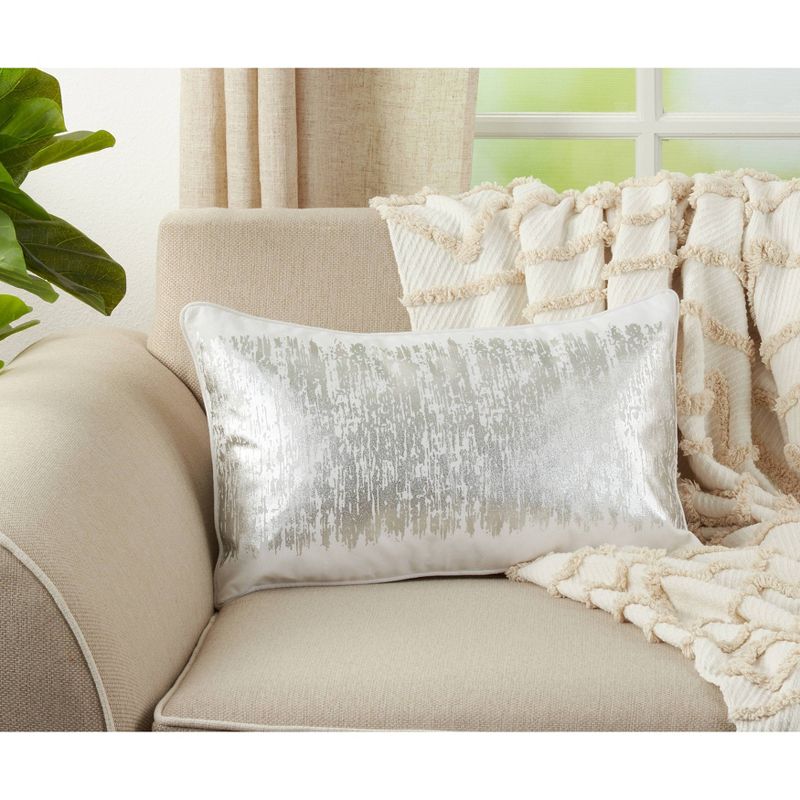 Oversize Down Filled Metallic Banded Design Throw Pillow - Saro Lifestyle	, 4 of 5