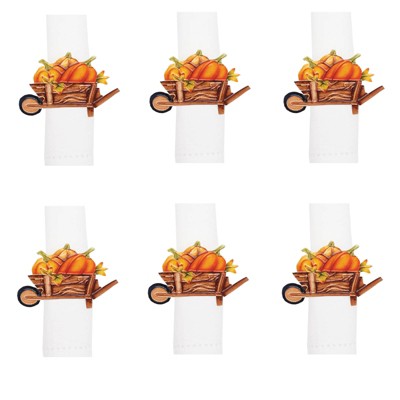 Gallerie II Pumpkin Wheelbarrow Napkin Ring Set of 6