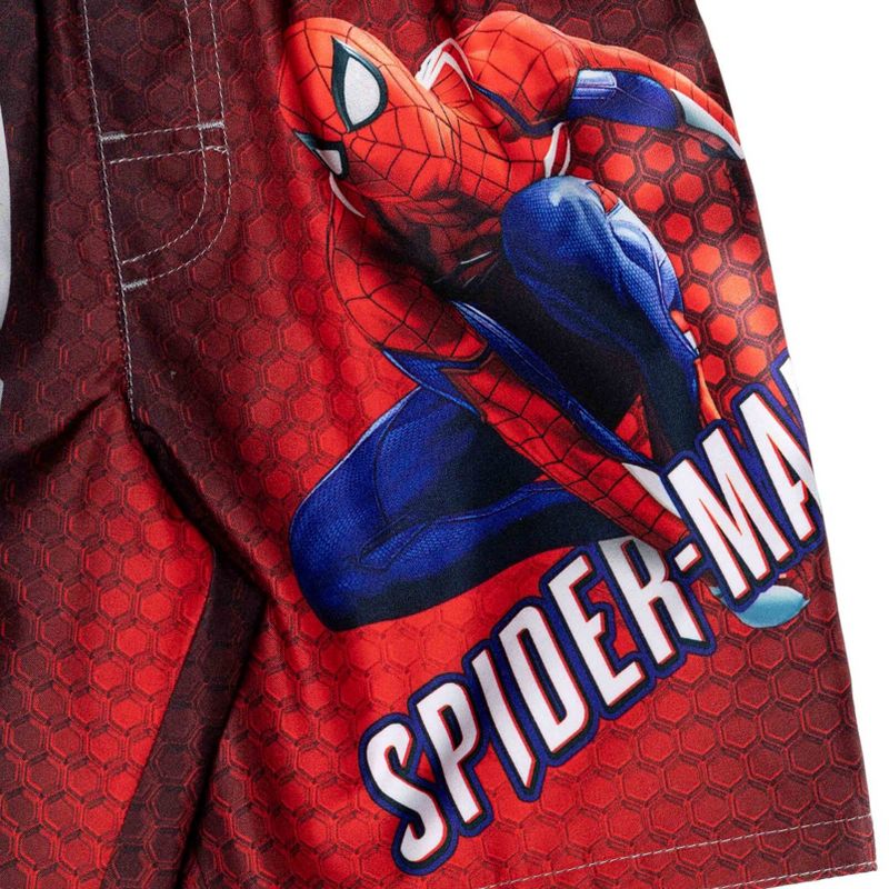 Marvel Avengers Hulk Spider-Man Boys Rash Guard and Swim Trunks Outfit Set Little Kid to Big Kid, 5 of 8
