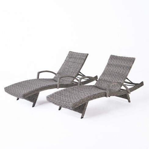 Gdfstudio Keira Outdoor Wicker And Aluminum Chaise Lounges : Target