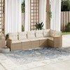 vidaXL 6 Piece Patio Sofa Set with Cushions Poly Rattan - Beige Without Table - 2 of 4