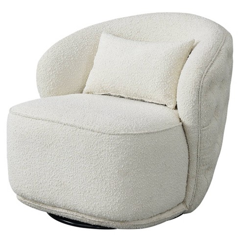 Cindy 30.70 Wide Cream Faux Shearling Upholstered Wingback Tufted Thick  Seat Cushion With Solid Wood-maison Boucle : Target