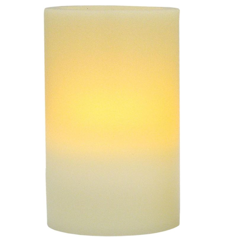 Pacific Accents Flameless 4x6 Ivory Flat Top Wax Pillar Candle, 1 of 3