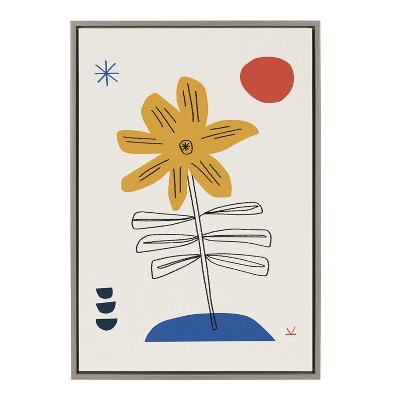 Kate and Laurel Sylvie Dancing with Flowers Framed Canvas by Kelly Knaga, 23x33, Gray