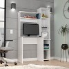 Gulches White Desk with Hutch & Side Bookcase ¨C 2 Hutch Shelves, 5 Open Shelves, Spacious Top for Screens/Keyboards - 4 of 4