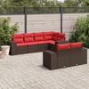 vidaXL 7 Piece Garden Sofa Set with Cushions Brown and Red Poly Rattan - 2 of 4