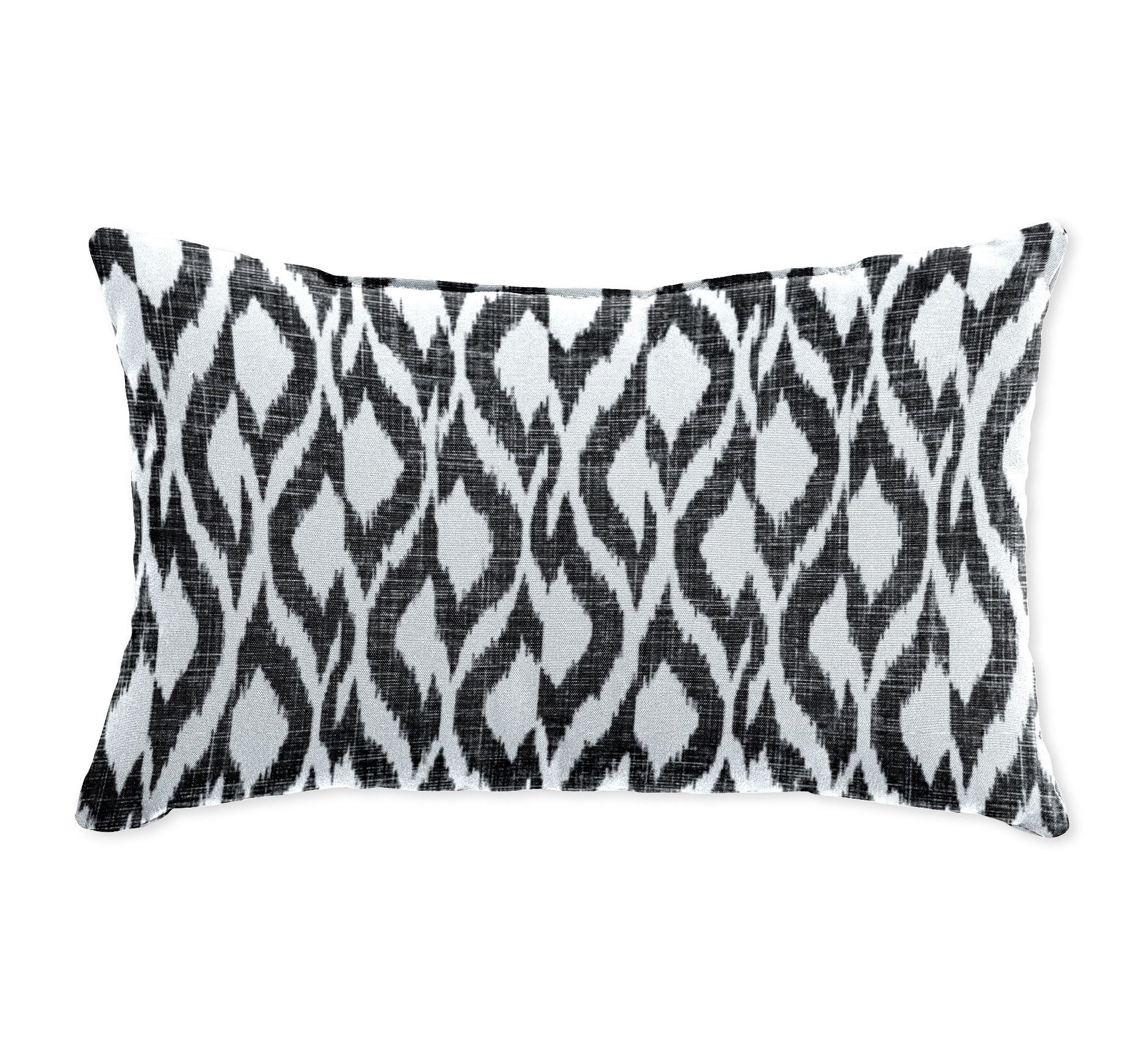 BrylaneHome Bh Outdoor Performance 20" X 13" Lumbar Pillow - Black Ikat