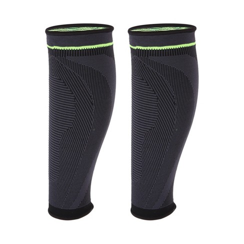 Unique Bargains Spandex Calf Leg Compression Sleeve Black Green 1