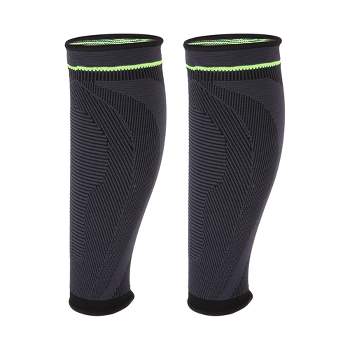 Unique Bargains Spandex Calf Leg Compression Sleeve Black Green 1 Pair