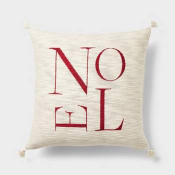 Woven Noel Square Throw Pillow Cream - Threshold™ designed with Studio McGee