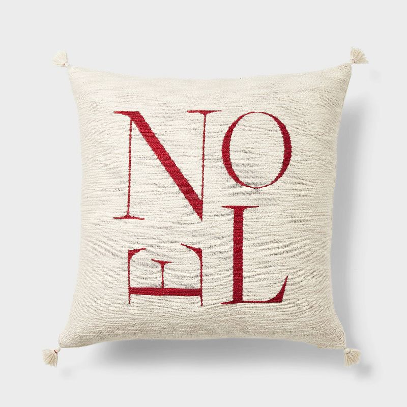 Woven Noel Square Throw Pillow Cream - Threshold&#8482; designed with Studio McGee, 1 of 6