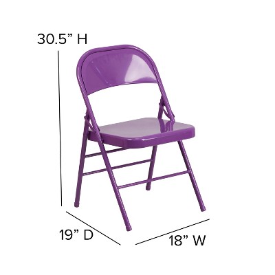 Impulsive Purple Metal Folding Chairs Set of 4