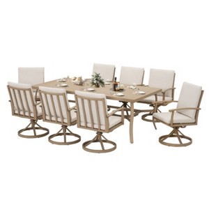 HAPPATIO 9 Piece Aluminum Patio Dining Set, Outdoor Dining Table and Chairs Set - 1 of 4