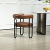 Racxily Household Mid-Century Modern PU Fabric Upholstered Barrel Dining Chairs Set of 2 for Kitchen & Living Room, Light Brown - 2 of 4