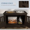 INFURNIC Pet Bowl Large Elevated Feeding Station with Storage Cabinet Stainless Steel Bowls, Brown, 23.5"*11.8"*17" - 4 of 4