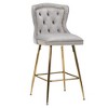 MAYEERTY Gray Velvet Bar Stools Set of 2, Button-Tufted Wing-Back,Metal Legs for Kitchen Island & Pub - 4 of 4