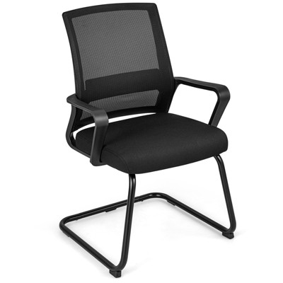 Tangkula Office Mesh Chair Set of 2/4/6/8/10/12 Office Guest Conference Chair w/ Lumbar Support Ergonomic Backrest Metal Frame Sled Base Reception Conference Chair