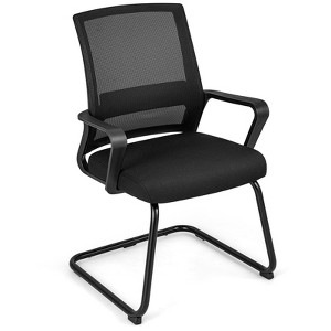 Tangkula Office Mesh Chair Set of 2/4/6/8/10/12 Office Guest Conference Chair w/ Lumbar Support Ergonomic Backrest Metal Frame Sled Base Reception Conference Chair - 1 of 4