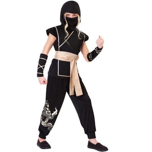 HalloweenCostumes.com Small Girl Guardian Ninja Costume for Girls,  Black/Brown