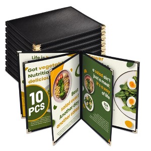 WeChef 10 Pack Restaurant Menu Covers 8.5 x 11" Book Style 8 Views Clear Cafe - 1 of 4